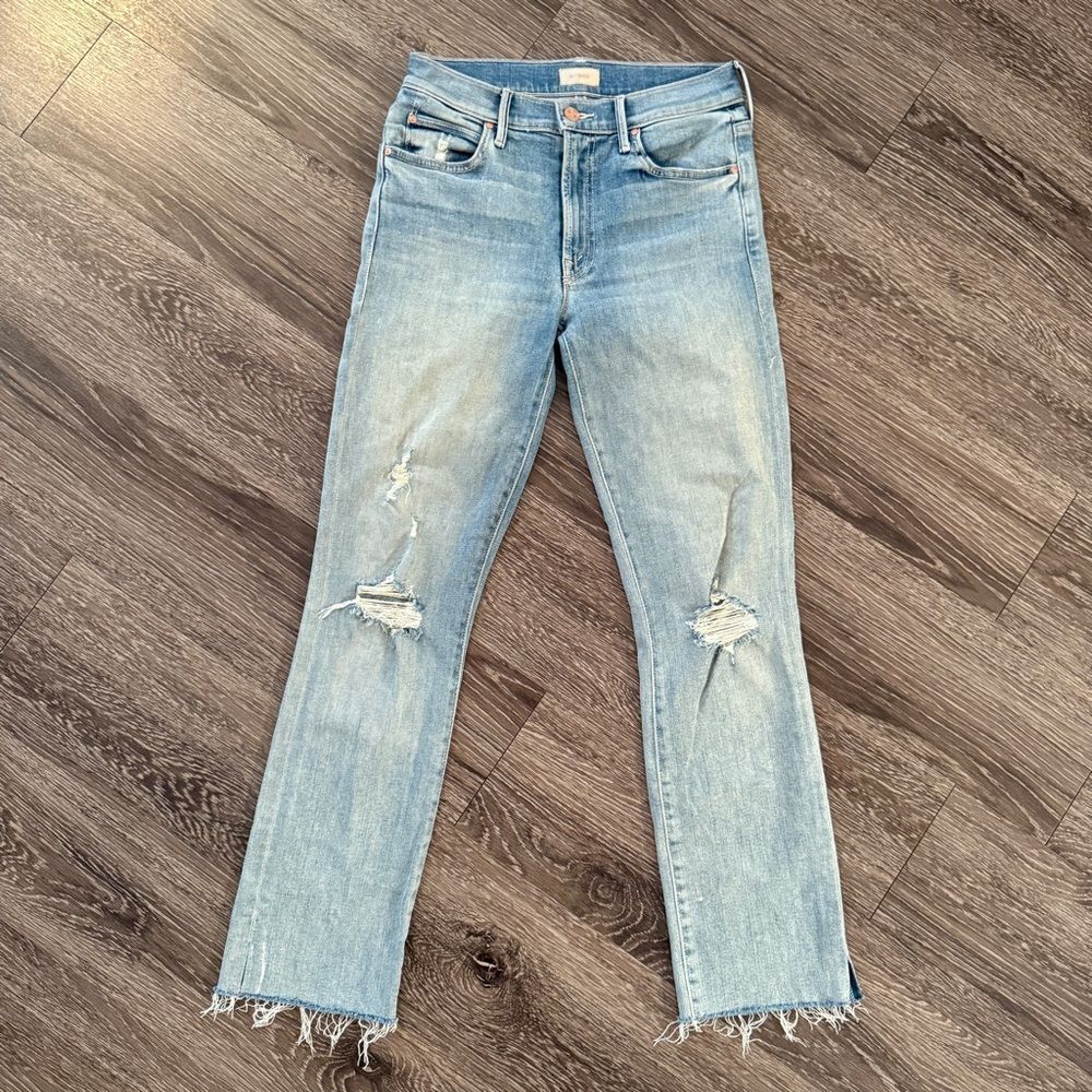 Mother TheโRascal Ankle Snippet in Blast From The Past Jeans Light Wash Denim